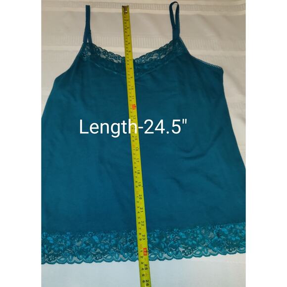 Elle Teal Tank Top Womens L NWT Lace Must Have Cami Pima Cotton Luxe Teal - Picture 9 of 12